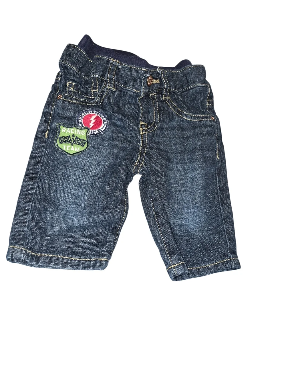 The Children's Place Dark Blue Denim Jeans with Racing Patches